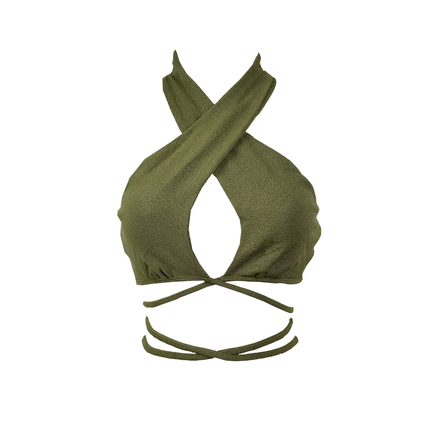 OLIVE CROSS NECK TOP