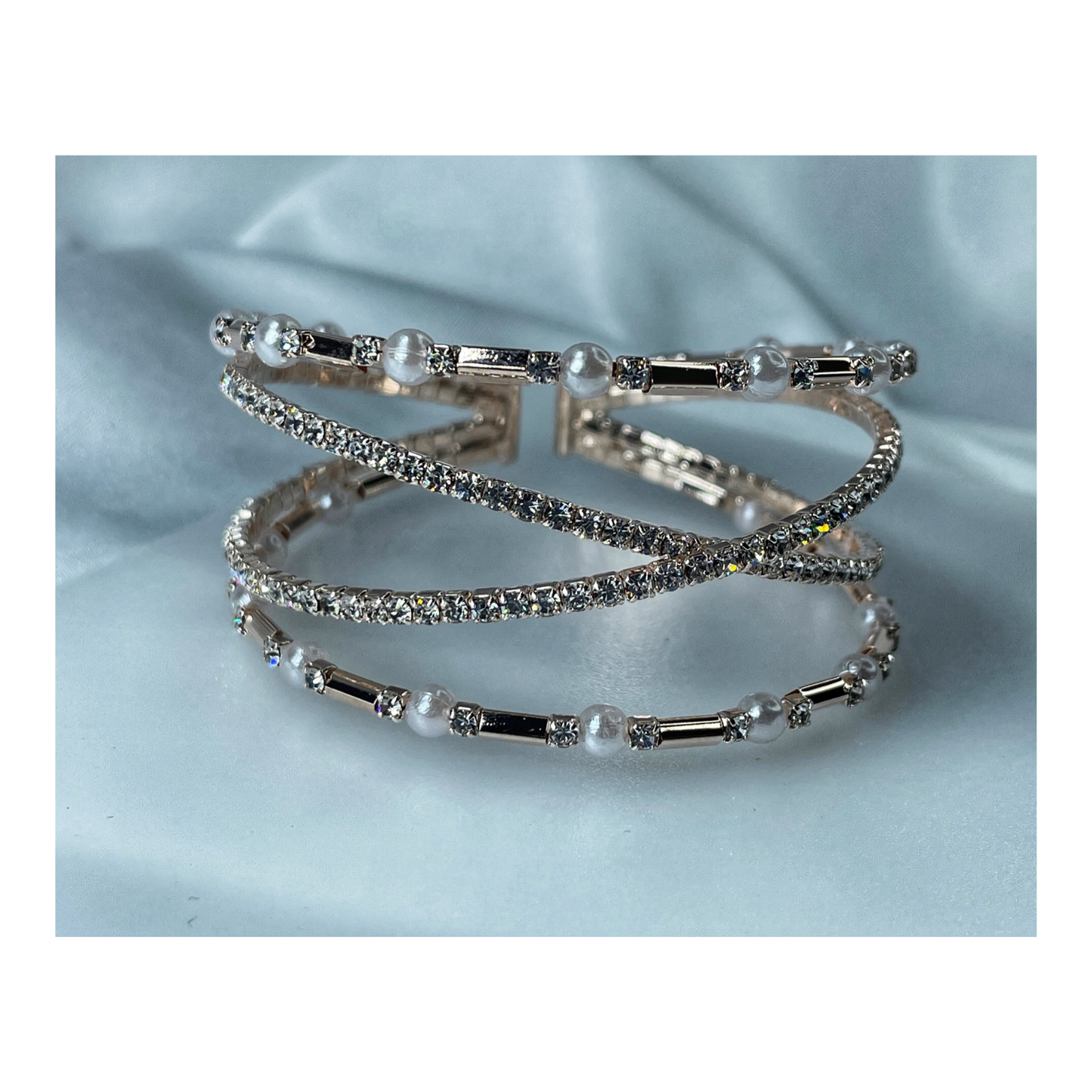 Pearl X Bracelet in Gold