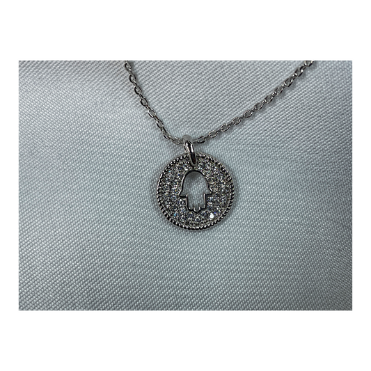 Bright Hamsa Necklace In Silver