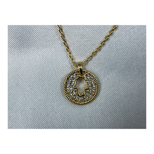 Bright Hamsa Necklace In Gold