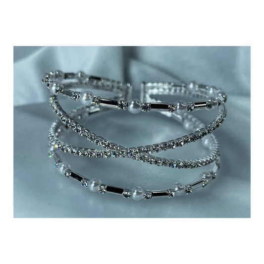 Pearl X Bracelet in Silver